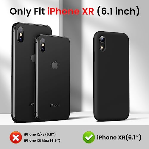 OuXul iPhone XR Case, Full Covered Shockproof Phone Case Flexible Liquid Silicone Gel Rubber Cover, Slim Fit Protective Phone Case 6.1 inch with Soft Anti-Scratch Microfiber Lining(Black)