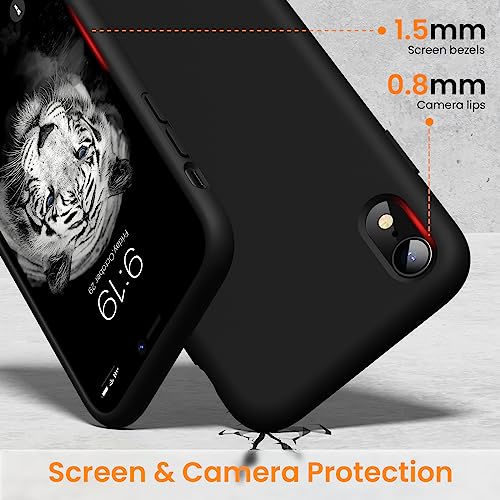OuXul iPhone XR Case, Full Covered Shockproof Phone Case Flexible Liquid Silicone Gel Rubber Cover, Slim Fit Protective Phone Case 6.1 inch with Soft Anti-Scratch Microfiber Lining(Black)