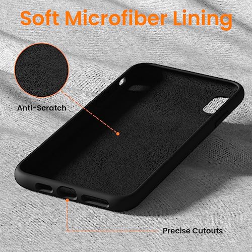 OuXul iPhone XR Case, Full Covered Shockproof Phone Case Flexible Liquid Silicone Gel Rubber Cover, Slim Fit Protective Phone Case 6.1 inch with Soft Anti-Scratch Microfiber Lining(Black)