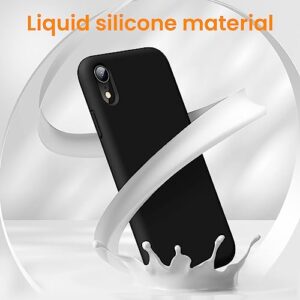 OuXul iPhone XR Case, Full Covered Shockproof Phone Case Flexible Liquid Silicone Gel Rubber Cover, Slim Fit Protective Phone Case 6.1 inch with Soft Anti-Scratch Microfiber Lining(Black)