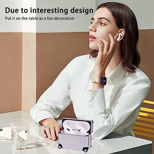 TANGABA for AirPods Pro Case Cover, Luggage Design Protective Cover Case for AirPods Pro, Compatible with AirPods Pro Charging Case for Women Men, Silver