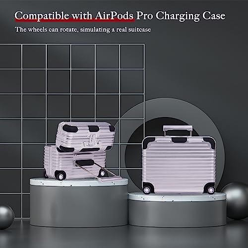 TANGABA for AirPods Pro Case Cover, Luggage Design Protective Cover Case for AirPods Pro, Compatible with AirPods Pro Charging Case for Women Men, Silver