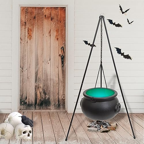 Halloween Decor Outdoor - Large Witches Cauldron on Tripod with LED Light Yard Home Porch Decorations Hocus Pocus Candy Bowl by BIGINIWA