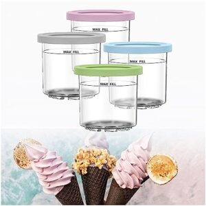 vrino creami pints and lids - 4 pack, for ninja creami pint, creami deluxe bpa-free,dishwasher safe for nc301 nc300 nc299am series ice cream maker