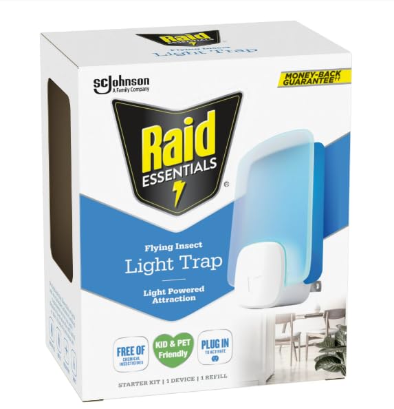 Essentials Flying Insect Light Trap Starter Kit + 1 Light Bug Trap Device + 1 Refill