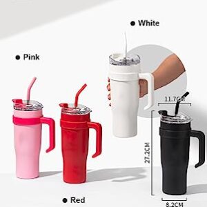 40 oz Mug Tumbler - Stainless Steel Vacuum Insulated Tumbler with Lid and Straw for Water, Iced Tea or Coffee, Smoothie (whiter)