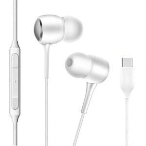 2023 new stereo headphones in-ear earbuds for samsung galaxy s23 ultra galaxy s22 ultra s21 ultra s20 ultra, galaxy note 10+ type-c connector with microphone and volume remote - white