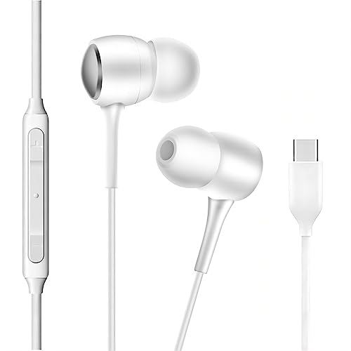 2023 New Stereo Headphones in-Ear Earbuds for Samsung Galaxy S23 Ultra Galaxy S22 Ultra S21 Ultra S20 Ultra, Galaxy Note 10+ Type-C Connector with Microphone and Volume Remote - White