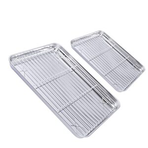 2pcs stainless steel drainer cookie tray cooling rack with pan baking pan with cooling rack baking pan tray baking rack wire baking mat deep roasting pan tattoo oven drying tray