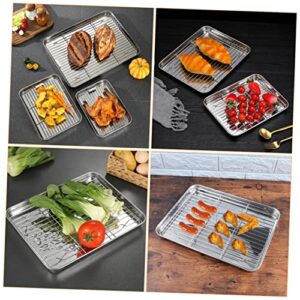 2Pcs stainless steel drainer cookie tray cooling rack with pan baking pan with cooling rack Baking Pan Tray Baking Rack wire Baking Mat deep roasting pan tattoo oven drying tray