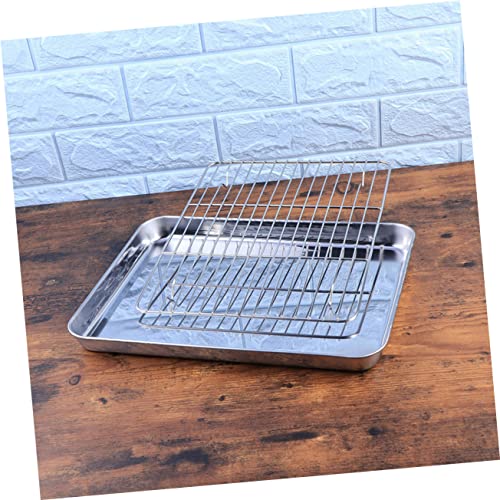 2Pcs stainless steel drainer cookie tray cooling rack with pan baking pan with cooling rack Baking Pan Tray Baking Rack wire Baking Mat deep roasting pan tattoo oven drying tray