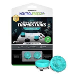 kontrolfreek lotus for xbox one and xbox series x controller | performance thumbsticks | 2 mid-rise concave | teal/clear