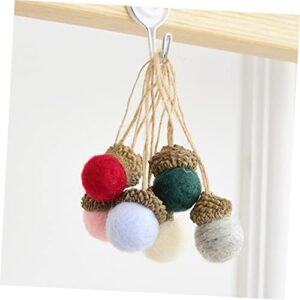 ibasenice 6 1 Felt Garland Christmas Tree Pine Cone Nativity Ornaments Wool Felt Ball Wool Felt Making Pendants DIY Pendant Decorations Material Small Ball Beige Hanging Pinecone