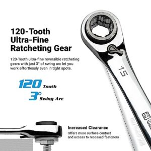 Capri Tools 4-in-1 120-Tooth Box End Reversible Ratcheting Wrench, 5/16, 3/8, 7/16, 1/2 in., SAE