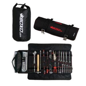 boxo usa utv tool roll - heavy duty universal tool bag organizer for side by side, rzr, canam, utv, truck (tool roll + dry bag)