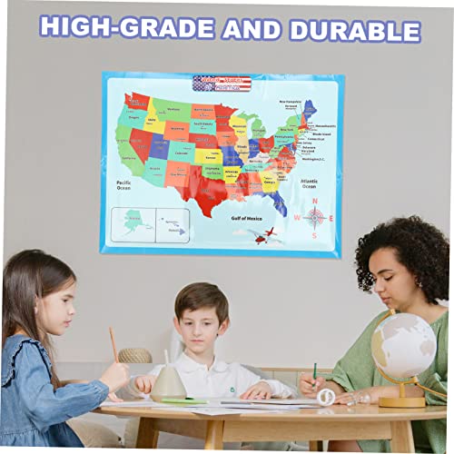 2 Sheets United States Map Usa Map Cartoon Posters Educational Map Poster Classroom Geography Poster Wear-resistant Geography Poster Synthetic Paper Hanging Pictures Cartoon