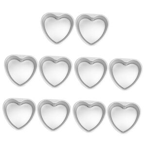 hemoton 10 pcs heart cake mold oven pans stencils for cake decorating mini bread loaf pans wedding cake molds cake pan cheesecake pan aluminum alloy silver cake ring cake pans heart shaped
