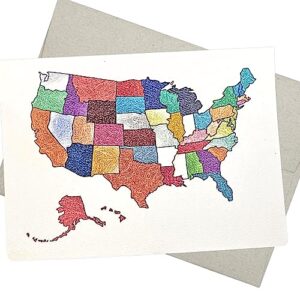 united states map greeting card (7x5 inches, blank for all occasions) geography teacher notecard and for lovers of america, traveling, road trips, and our wonderful country - 215