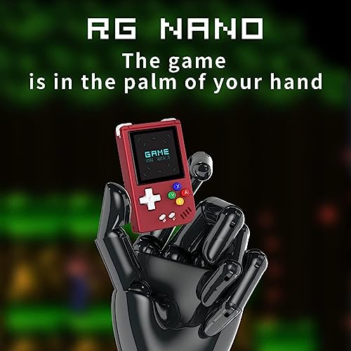 RG Nano Retro Handheld Game Console , Aluminum Alloy CNC Support Clock , Music Player Function 1.54 Inch IPS Screen 64G TF Card 5405 Game (Anbernic Rg Nano Red)