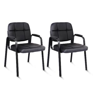 clatina guest reception chair, conference room chairs waiting room chairs with padded arms desk chair no wheels leather office chair for office, office guest chairs & reception chairs, set of 2