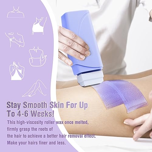 Roll On Wax, Waxing Kit Roll On, Roll On Wax Kit, Waxing kit for Women Hair Removal, Beth lee Soft Lavender Wax Roller Cartridge Refill & 100 pcs Wax Strips Wax Kit for Roll On Wax Warmer Suitable for Arms,Legs