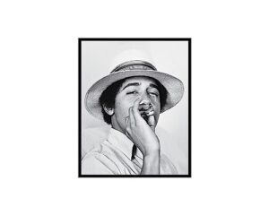 poster master vintage photograph poster - retro portrait print - 8x10 unframed wall art - gift for artist, friend - young barack obama smoking cigarette, president - wall decor for home, office