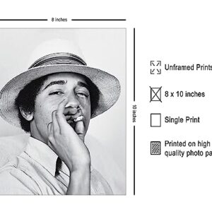 Poster Master Vintage Photograph Poster - Retro Portrait Print - 8x10 UNFRAMED Wall Art - Gift for Artist, Friend - Young Barack Obama Smoking Cigarette, President - Wall Decor for Home, Office