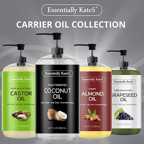 Essentially KateS Fractionated Coconut Oil 16.9 Fl Oz (500ML) - Skin Care, Hair Care, Aromatherapy Massage Oil