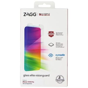 zagg invisibleshield glass elite visionguard screen for iphone 13/13 pro - clear