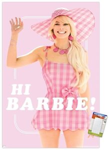 trends international mattel barbie: the movie - hi barbie wall poster, 22.37" x 34.00", poster & mount bundle