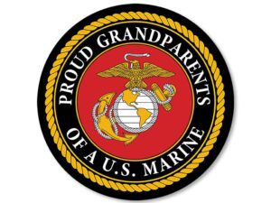 round proud grandparents of a us marine sticker (vinyl decal united states corps logo laptop u.s. cell or laptop (3 inch) usmc licensed