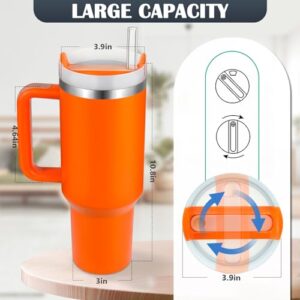 MAX TSOLMON 40 oz Tumbler with Handle and Straw Lid Insulated Cup Reusable Stainless Steel Water Bottle Travel Mug Cupholder Friendly (Tiger Lily)