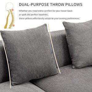 P PURLOVE Luxury Modern Style Living Room Upholstery Sofa, L Shaped Sofa with 2 Pillows, 110.2" L Chenille Sofa Couch for Living Room Apartment, Gray