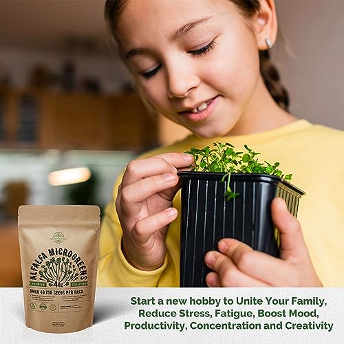 Alfalfa Sprouting & Microgreens Seeds - Non-GMO, Heirloom Seeds Kit in Bulk 4oz Resealable Bag for Planting & Growing Microgreens in Soil, Coconut Coir, Garden, Sprouting Tray, Hydroponic System