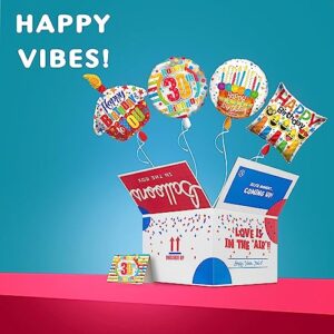 Inflated Happy Birthday Balloon Surprise Box (4) - 30th Birthday Gifts For Her & Him, Birthday Gift Ideas - Shipped Helium Foil Balloons Bouquet With Birthday Card, Order Great Gifts For Girlfriend