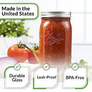 Munchy Gator Wide Mouth Mason Jars 32oz 4-Pack - Premium Clear Glass with Airtight Metal Lids - Includes Rubber Jar Opener - Ideal for Canning, Preserving, Storage, and More