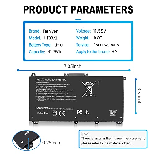 L11119-855 HT03XL Battery for HP Pavilion 15-CS 15-DA 15-DB 15-DW 17-CA 14-CE 14-CF 14-DF 15-DA0012DX 15-DA0014DX L11421-542 L11421-2C2 HT03041XL HTO3XL Laptop Replacement HSTNN-UB7J HSTNN-LB8M