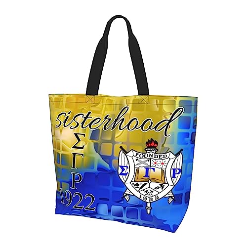 Sigma Gamma Rho Tote Bag Sister Gift Reusable Large Capacity Women'S Shoulder Tote Casual Canvas Shopping Bag