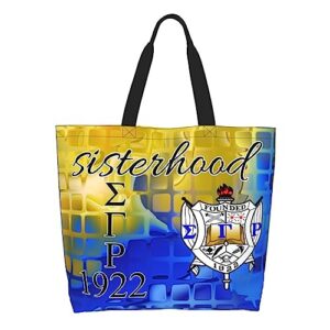 Sigma Gamma Rho Tote Bag Sister Gift Reusable Large Capacity Women'S Shoulder Tote Casual Canvas Shopping Bag