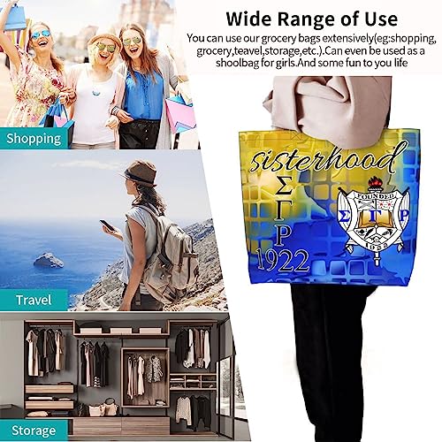 Sigma Gamma Rho Tote Bag Sister Gift Reusable Large Capacity Women'S Shoulder Tote Casual Canvas Shopping Bag