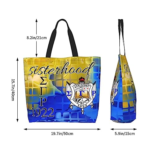 Sigma Gamma Rho Tote Bag Sister Gift Reusable Large Capacity Women'S Shoulder Tote Casual Canvas Shopping Bag