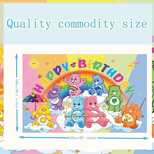 Care Cute Bear Backdrop Bear Birthday Decoration, Cartoon Bear Party Ornament Banner Photography Background Boy Girl Baby Shower Decoration 5x3FT