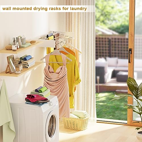 GLDDAO Drying Rack Clothing,Collapsible Drying Racks for Laundry,Wall Drying Rack,Laundry Hanger Dryer Rack,Folding Drying Racks for Laundry,Clothes Drying Rack Wall Mounted(White-31.5")