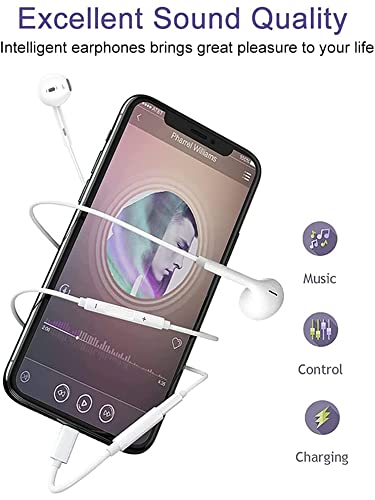 Case Logic Apple Earbuds/iPhone Headphones Wired with Lightning Connector(Built-in Microphone & Volume Control) iPhone Earphones Compatible 14/13/12/SE/11/XR/XS/X/8/7-All iOS White,XC60