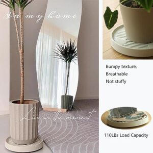 Rowcay Plant Caddy with Hidden Wheels, 9.8-Inch Base, 360°Rotating Plant Stand, 110 LBS Heavy Duty Load Capacity, 4 Invisible Casters, Beige,1 Pack