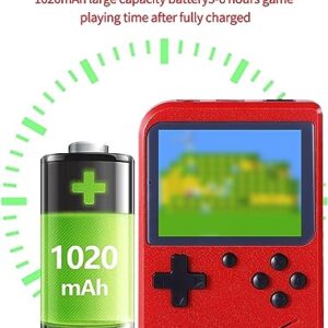 Retro Handheld Game Console with 500 Classic FC Games, Portable Retro Game Console, 3-inch LCD Screen and Add-on Controller, Handheld Game Console Supports Connectivity to TV and Two Players (RED)