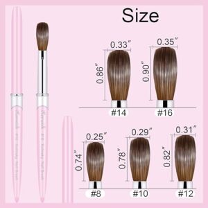 KEMEISI Acrylic Nail Brush Size #10, 100% Pure Kolinsky Nail Art Brushes for Acrylic Application, Sturdy Handle Oval Shaped Acrylic Powder Nail Design Tools for Professional Manicure DIY