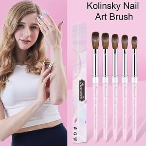 KEMEISI Acrylic Nail Brush Size #10, 100% Pure Kolinsky Nail Art Brushes for Acrylic Application, Sturdy Handle Oval Shaped Acrylic Powder Nail Design Tools for Professional Manicure DIY