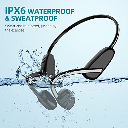 Eixpdaye Bone Conduction Headphones Bluetooth 5.3 Open-Ear Headphones Waterproof 8 Hours Long Battery Life Wireless Earphones with Mic Headset for Running, Cycling, Driving, Sports, and Fitness