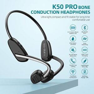 Eixpdaye Bone Conduction Headphones Bluetooth 5.3 Open-Ear Headphones Waterproof 8 Hours Long Battery Life Wireless Earphones with Mic Headset for Running, Cycling, Driving, Sports, and Fitness